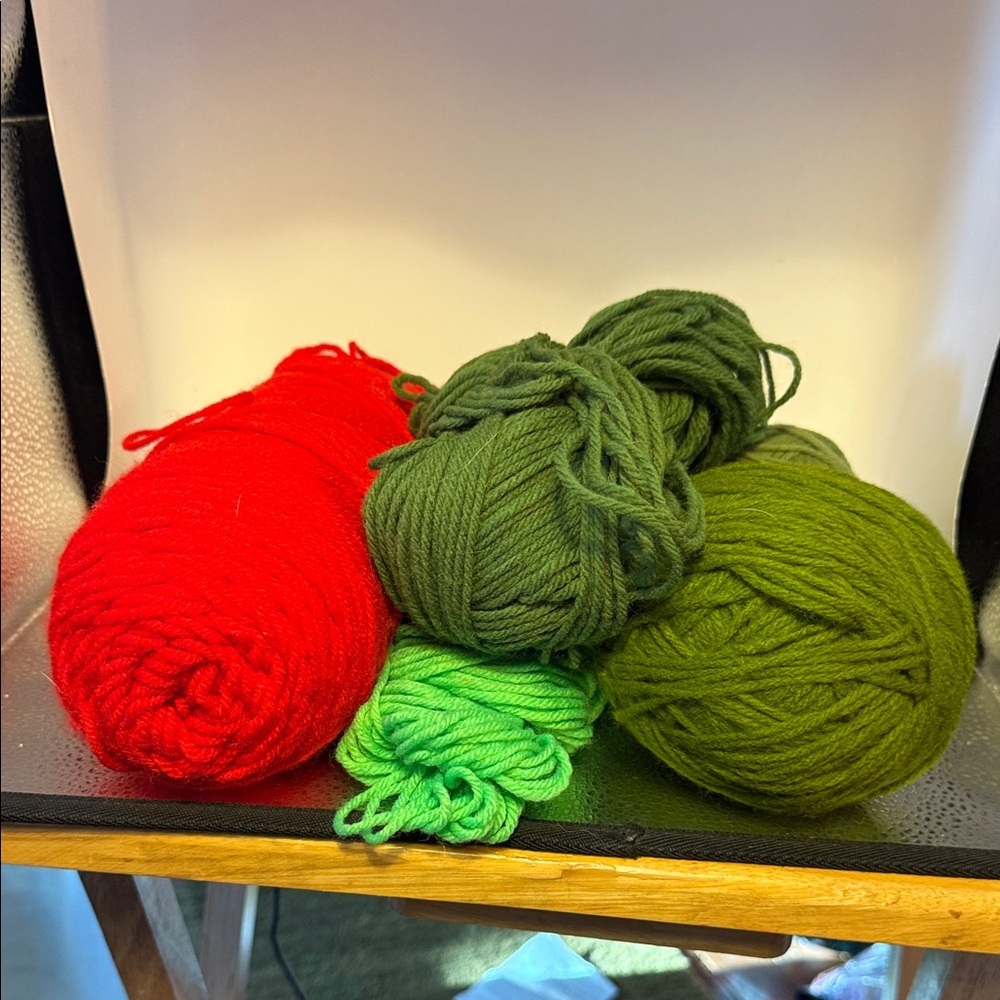 Vibrant Red and Green Yarn Bundle​